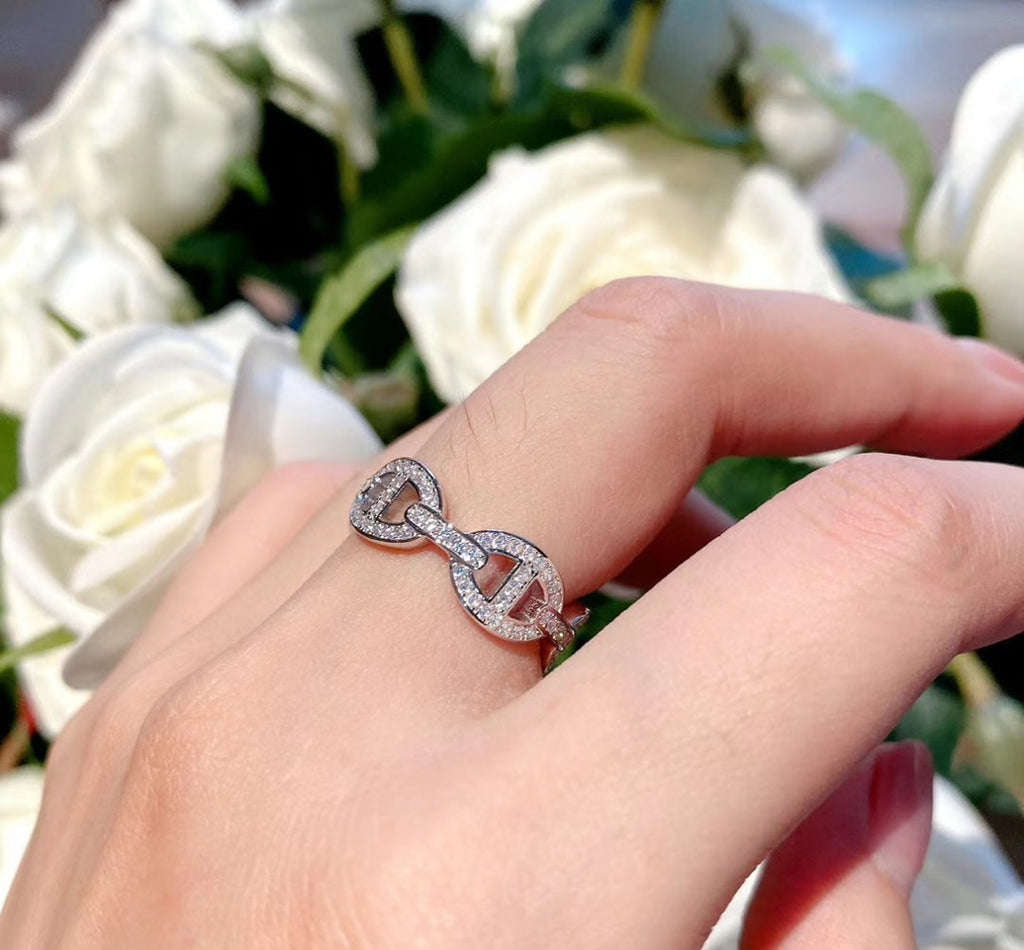18K Hermes Chaine d'Ancre Enchainee Diamond Ring