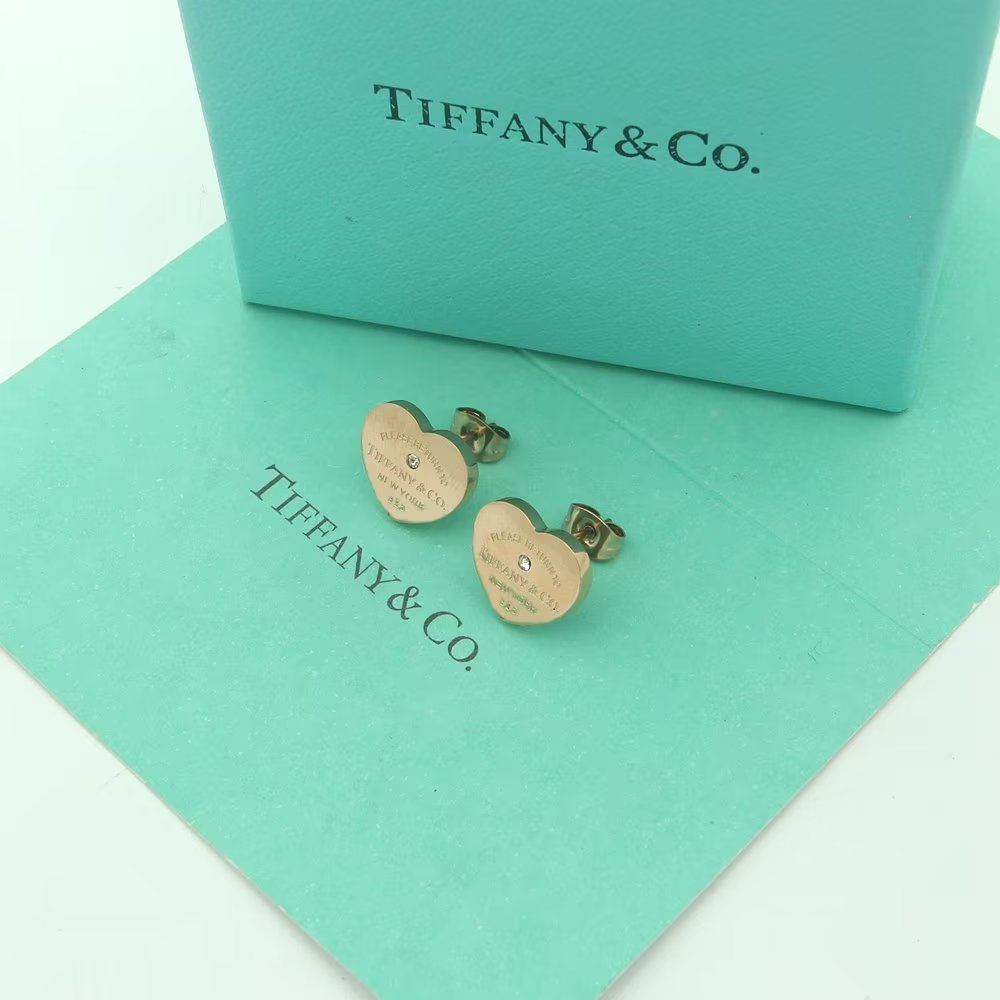 18K Tiffany Return to Heart Tag Stud Earrings