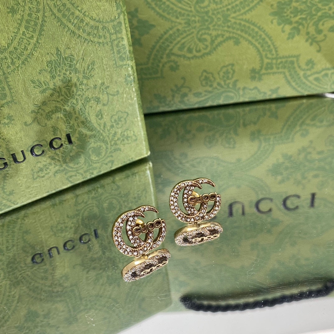 18K Gucci Double Logo Diamonds Earrings