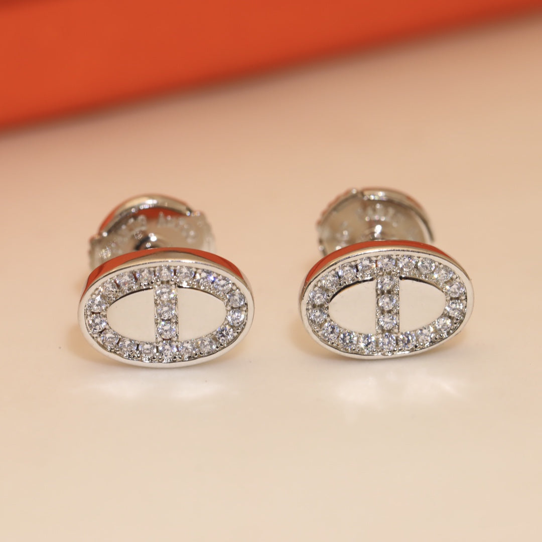 18K Hermes Mini Farandole Diamond Earrings