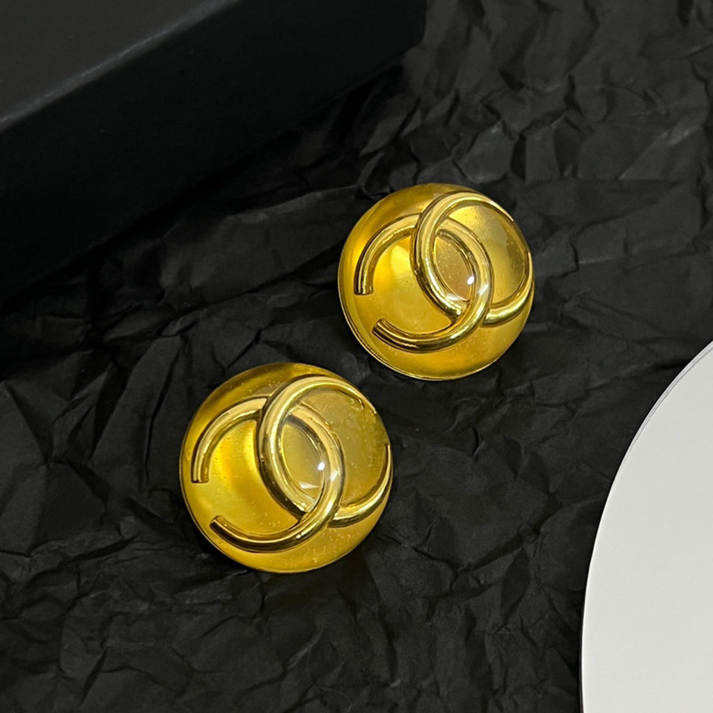 18K Chanel Vintage Yellow Crystal Earrings