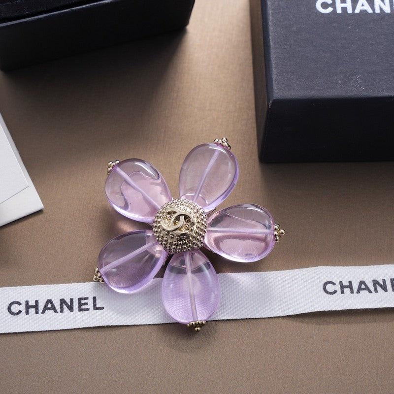 18K Chanel Pink & Purple Brooch