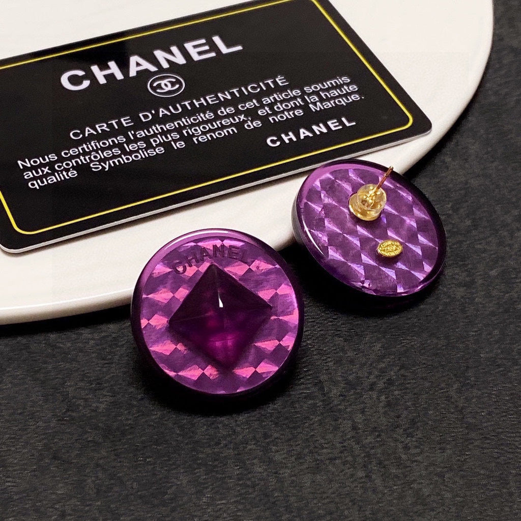 18K Chanel Vintage Purple Earrings