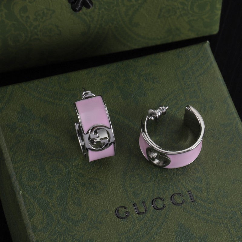 18K Gucci Double Color Enamel Earrings