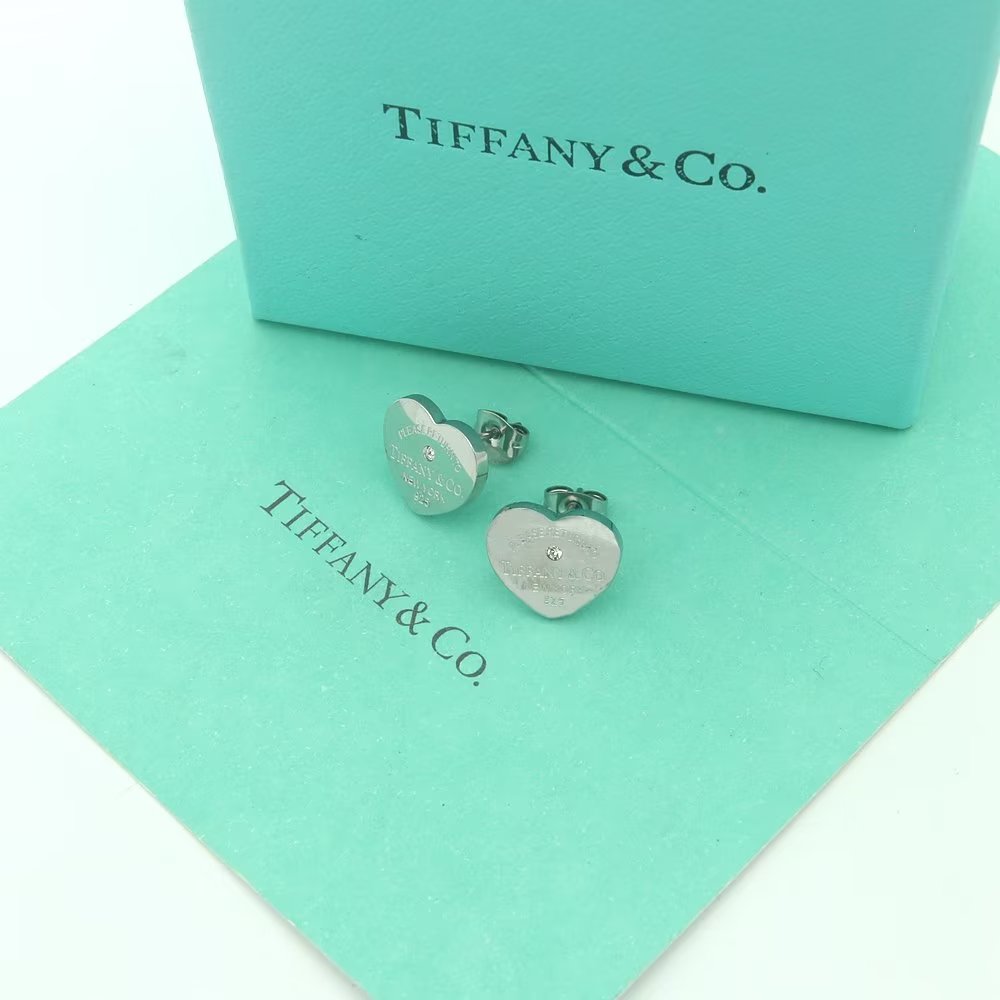 18K Tiffany Return to Heart Tag Stud Earrings
