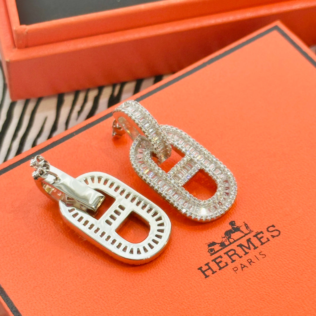 18K Hermes Diamonds Earrings