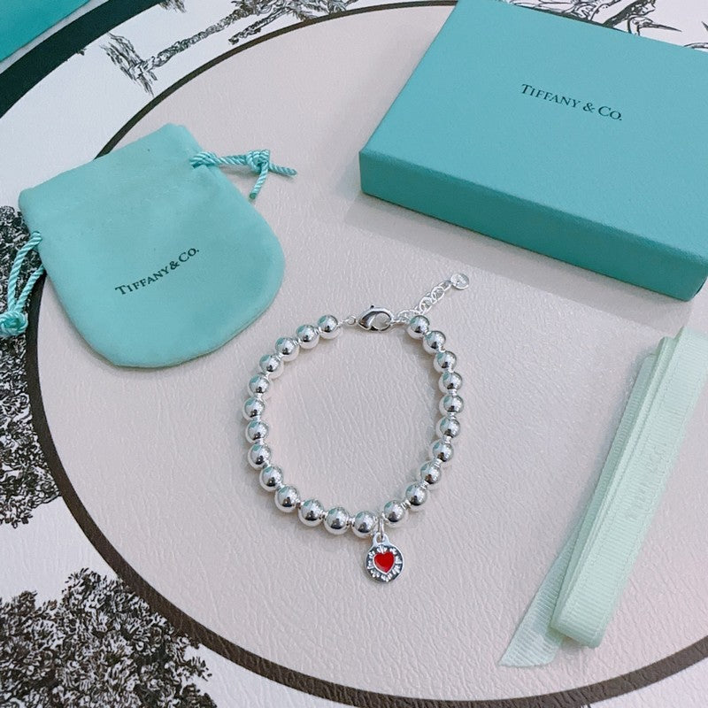 18K Tiffany Return to Red Heart Bead Bracelet