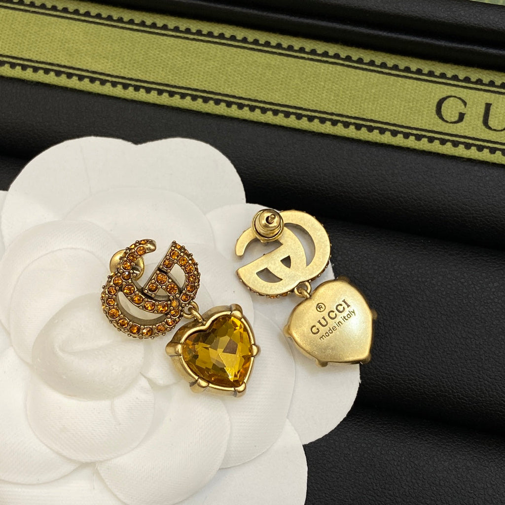 18K Gucci Double Yellow Crystal Earrings