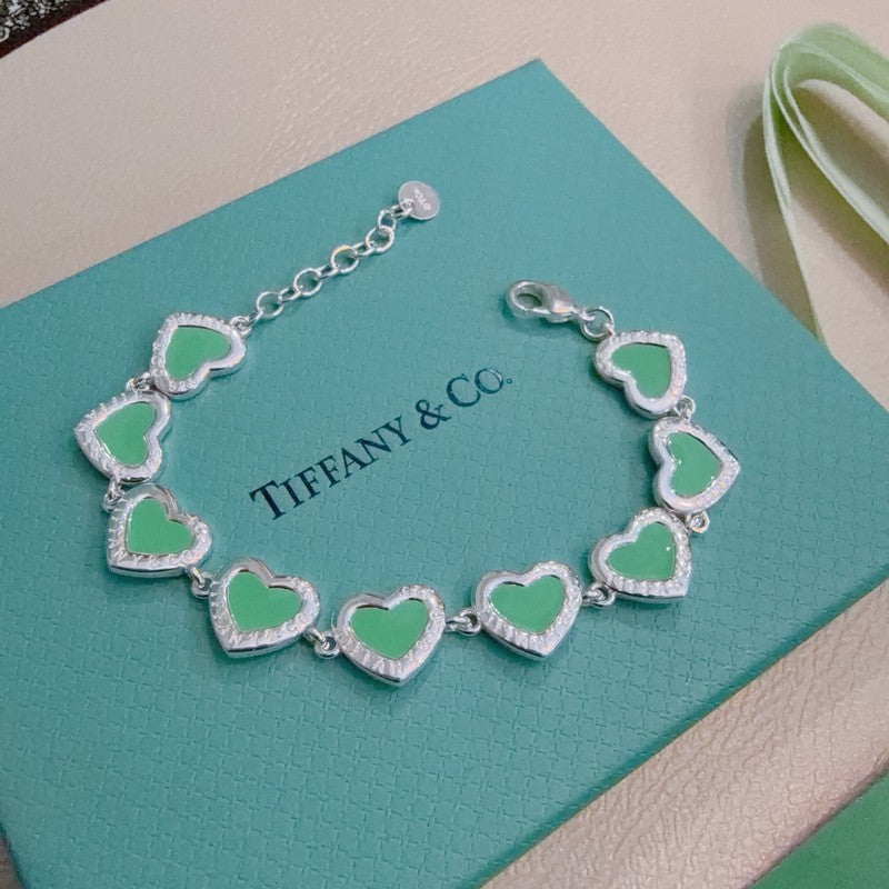 18K Tiffany Return to Green Heart Tag Bracelet