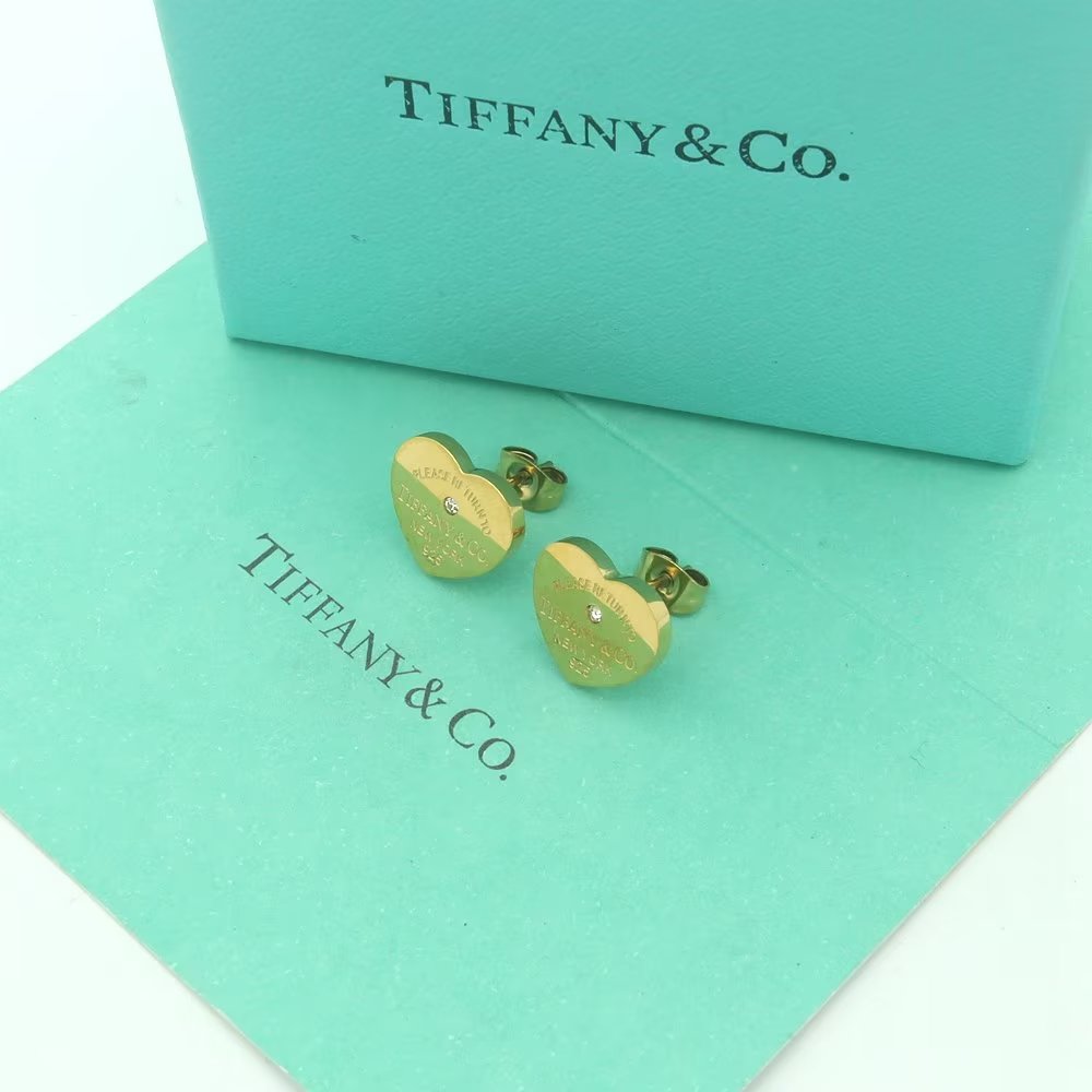 18K Tiffany Return to Heart Tag Stud Earrings