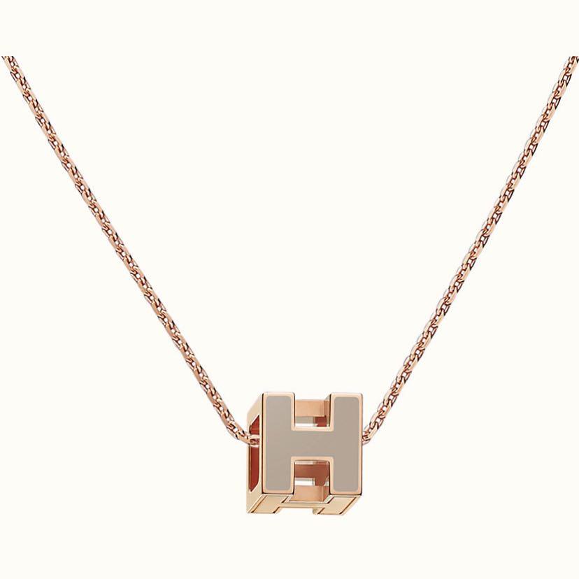18K Hermes Cage D'H Grey Necklace